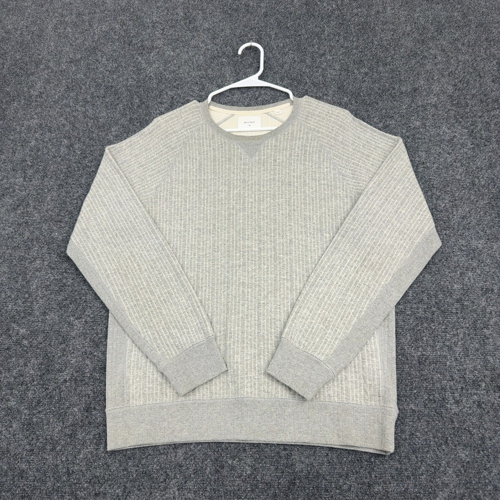 Billy Reid Sweatshirt Mens M Grey Cotton Ribbed Crewneck Casual Minimalist